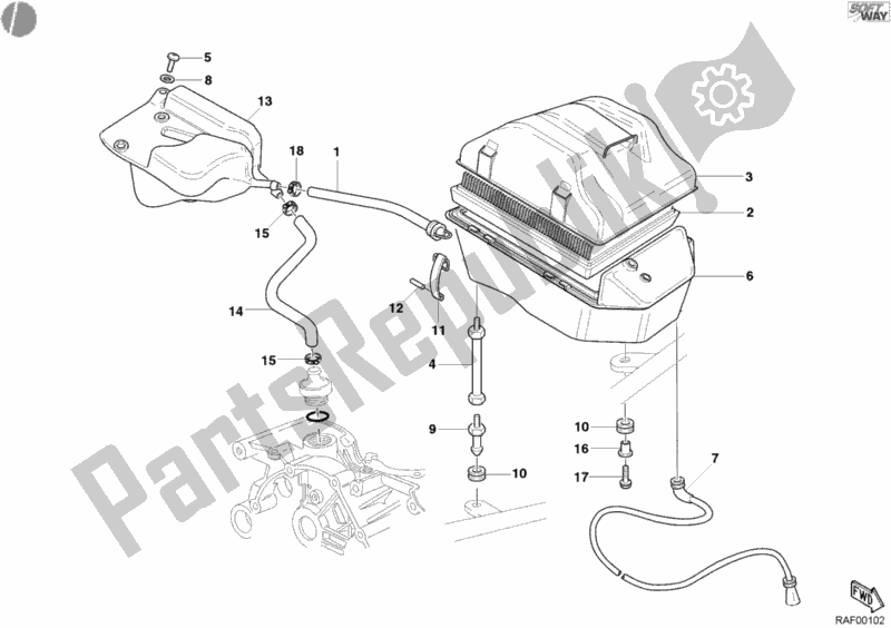 All parts for the Intake of the Ducati Monster 400 Dark JAP 2005